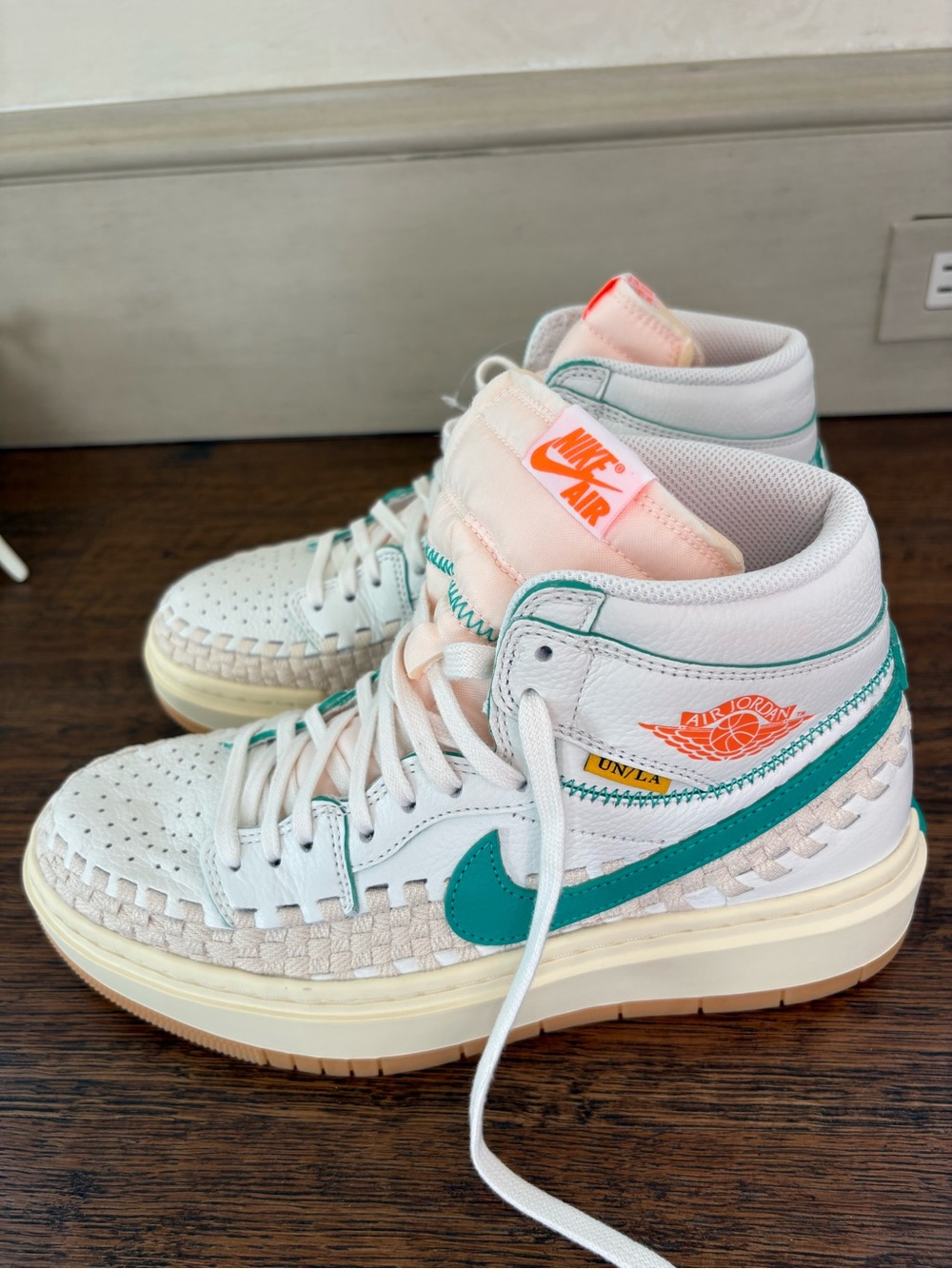 RARE and UNWORN Jordan High-Top Sneakers White Teal Pink Orange Accents